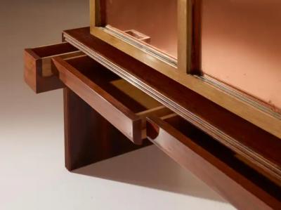  Salvati Tresoldi Alberto Salvati and Ambrogio Tresoldi Sideboard Cabinet with Pink Mirrors 1960s