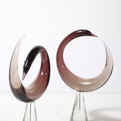Salviati Mid Century Hand Blown Spiraled Murano Glass Bird Sculptures signed Salviati