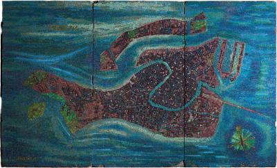  Salviati Monumental Salviati Co Murano Glass Mosaic Map of Venice Late 19th Century