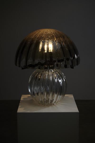  Salviati Murano Bubble Glass Mushroom Table Lamp 1970s