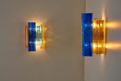  Salviati Pair of multicolor Murano glass wall lamps by Salviati Co Italy circa 1940s
