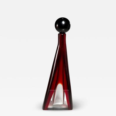  Salviati RUBY RED AND CLEAR MURANO GLASS SOMMERSO BOTTLE BY SALVIATI