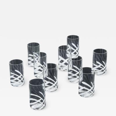  Salviati Salviati Set of 10 Cut and Frosted Glasses with Decorative Motifs