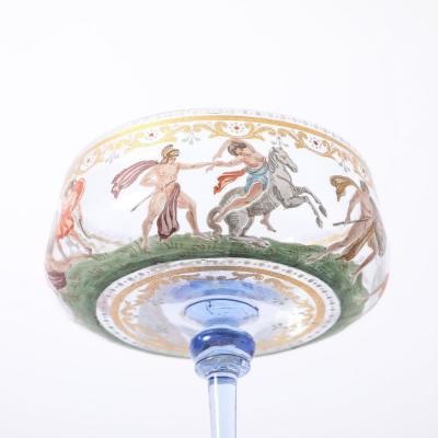 Salviati Set of 12 Hand Blown Painted Murano Art Glass Champagne Saucers by Salviati