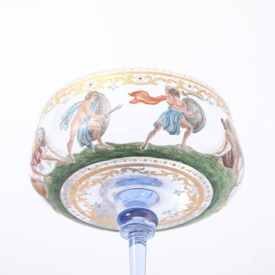  Salviati Set of 12 Hand Blown Painted Murano Art Glass Champagne Saucers by Salviati