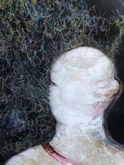 Sam Jackman Monumental Sam Jackman Figurative Oil on Canvas Painting Titled Mystagogue