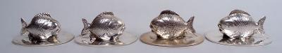  Sampson Mordan Co English Edwardian Sterling Silver Figural Fish Place Card Holders 1908