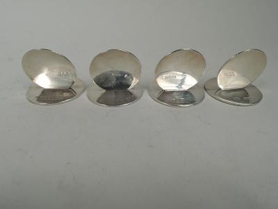  Sampson Mordan Co Set of 4 English Sterling Silver Enamel Fox Place Card Menu Holders