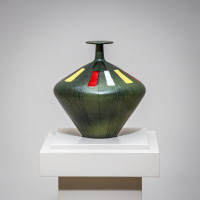  San Polo Green Ceramic Vase by San Polo Venice Italy 1960s