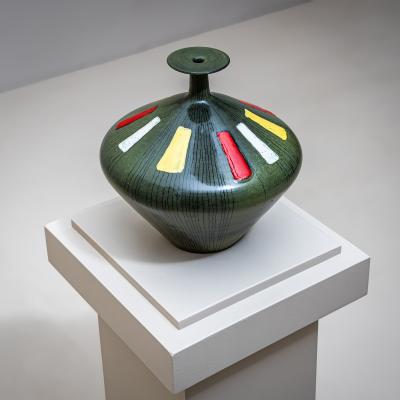  San Polo Green Ceramic Vase by San Polo Venice Italy 1960s