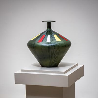  San Polo Green Ceramic Vase by San Polo Venice Italy 1960s