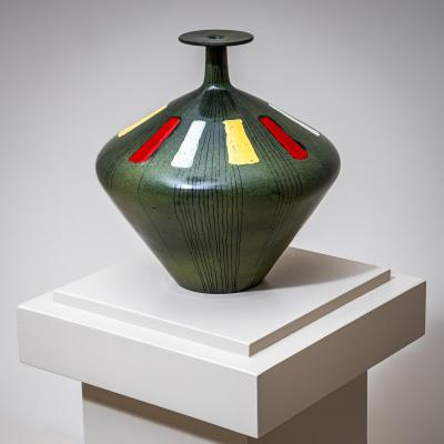  San Polo Green Ceramic Vase by San Polo Venice Italy 1960s