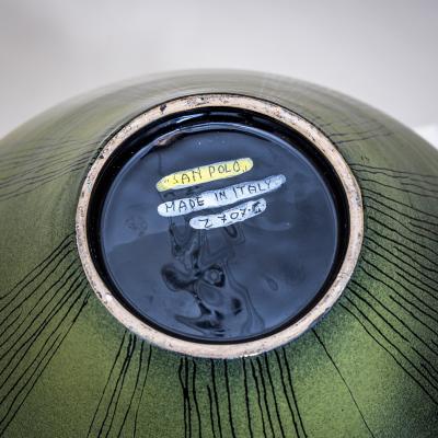  San Polo Green Ceramic Vase by San Polo Venice Italy 1960s