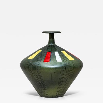  San Polo Green Ceramic Vase by San Polo Venice Italy 1960s