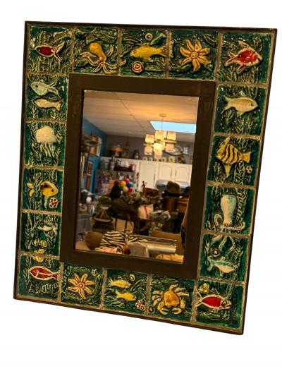  San Polo MID CENTURY ITALIAN CERAMIC SEA CREATURES MIRROR