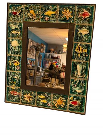  San Polo MID CENTURY ITALIAN CERAMIC SEA CREATURES MIRROR