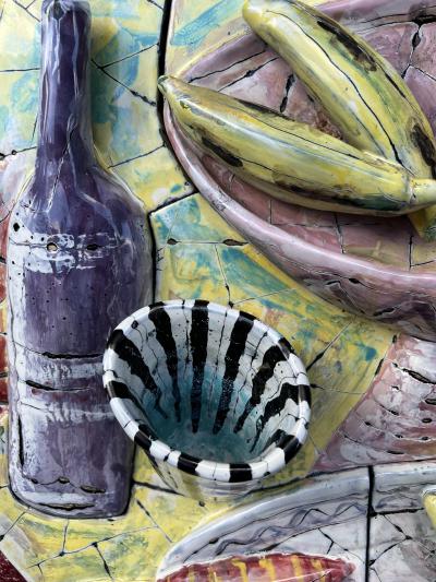 San Polo MODERNIST CERAMIC FRUIT VEGETABLES AND VESSEL PLAQUE BY SAN POLO