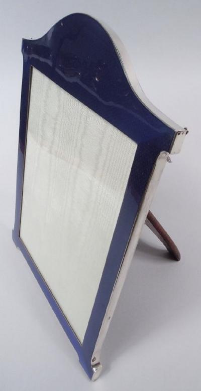  Sanders Mackenzie Large Gorgeous English Art Deco Blue Enamel Picture Frame 1927