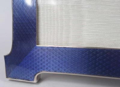  Sanders Mackenzie Large Gorgeous English Art Deco Blue Enamel Picture Frame 1927