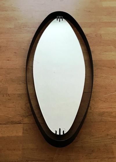 Santambrogio De Berti 1950s Oval Mirror in Iron by SantAmbrogio y de Berti