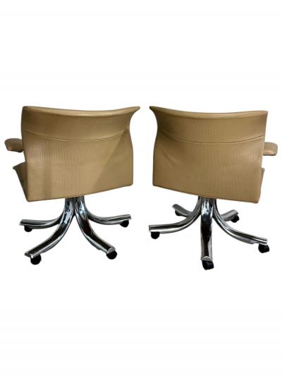  Saporiti 4 Giovanni Offredi for Saporiti Italia Onda Leather Desk Chairs 1970