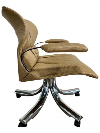  Saporiti 4 Giovanni Offredi for Saporiti Italia Onda Leather Desk Chairs 1970