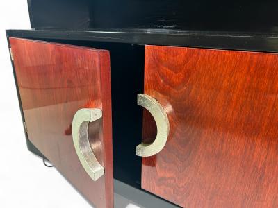  Saporiti MCM Vintage Black Lacquered and Walnut Bar attributed to Italian Maker Saporiti