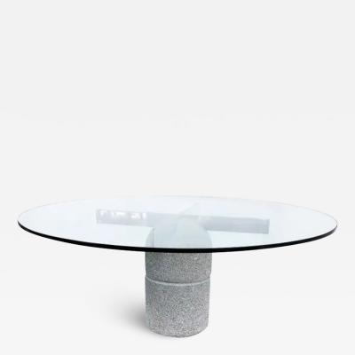  Saporiti Saporiti Italia Concrete Chrome Glass Dining Table