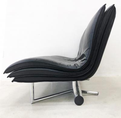  Saporiti Saporiti Italia Padded Leather and Stainless Steel Sofa