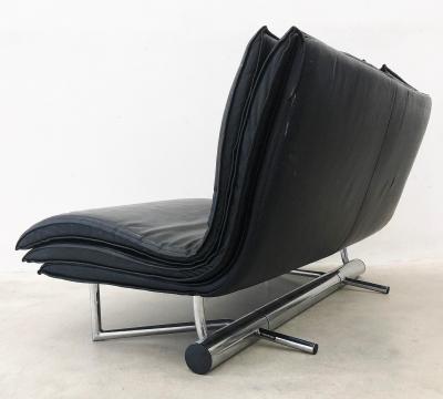  Saporiti Saporiti Italia Padded Leather and Stainless Steel Sofa
