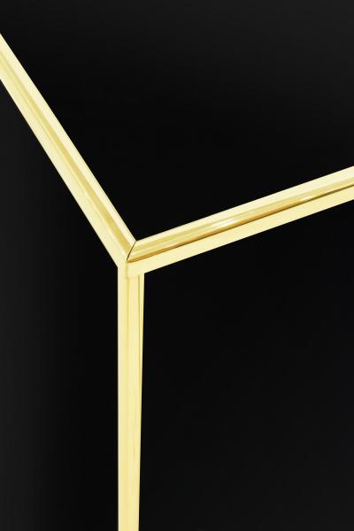  Saporiti Saporiti Pedestal in Black Lucite with Brass Trim 1970s