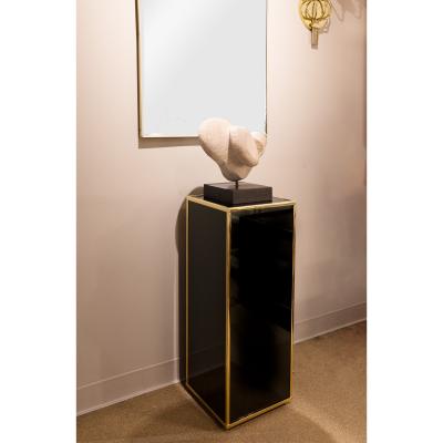  Saporiti Saporiti Pedestal in Black Lucite with Brass Trim 1970s