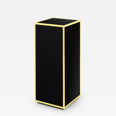  Saporiti Saporiti Pedestal in Black Lucite with Brass Trim 1970s