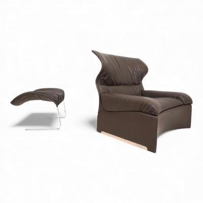  Saporiti Saporiti Vela Alta leather armchair by Giovanni Offredi 1970
