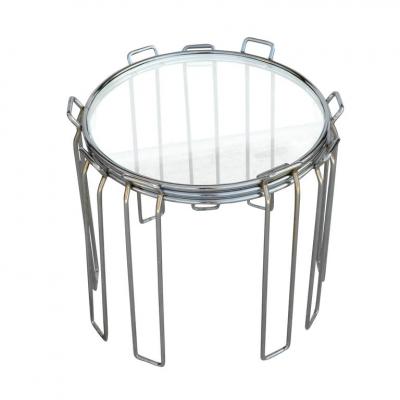  Saporiti Set of Chrome and Glass Nesting Tables by Saporiti
