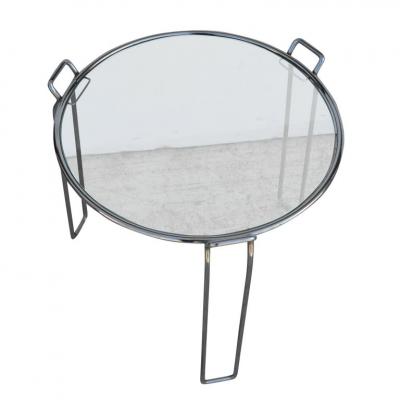  Saporiti Set of Chrome and Glass Nesting Tables by Saporiti