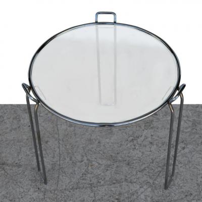  Saporiti Set of Chrome and Glass Nesting Tables by Saporiti