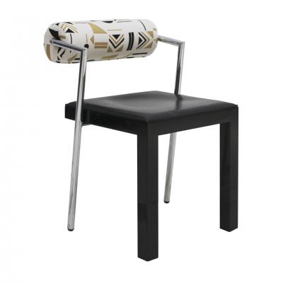  Saporiti Set of Four Chairs Edited by Saporiti Jacquard back and leather seat Italy 80