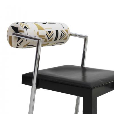  Saporiti Set of Four Chairs Edited by Saporiti Jacquard back and leather seat Italy 80