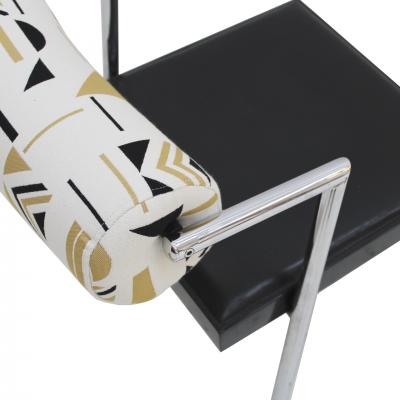  Saporiti Set of Four Chairs Edited by Saporiti Jacquard back and leather seat Italy 80