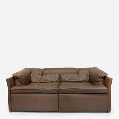  Saporiti Vintage Saporiti Italia 2 Seat Leather Sofa with Curved Sides
