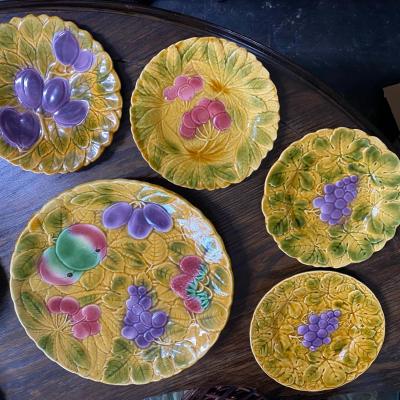  Sarreguemines 11 Piece Set of Sarreguemines French Faience Majolica Dessert Plates