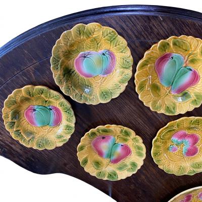  Sarreguemines 11 Piece Set of Sarreguemines French Faience Majolica Dessert Plates
