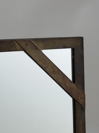  Sarreid Ltd Pair of Chic Patinated Brass Studded Mirrors by Sarried