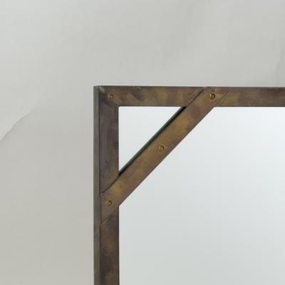  Sarreid Ltd Pair of Chic Patinated Brass Studded Mirrors by Sarried