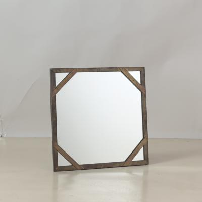  Sarreid Ltd Pair of Chic Patinated Brass Studded Mirrors by Sarried