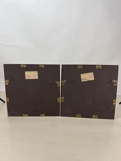  Sarreid Ltd Pair of Chic Patinated Brass Studded Mirrors by Sarried