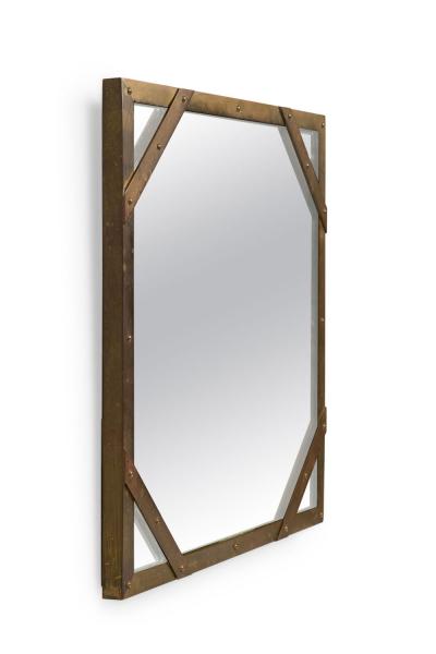  Sarreid Ltd Sarreid Ltd Mid Century American Studded Square Brass Frame Mirror