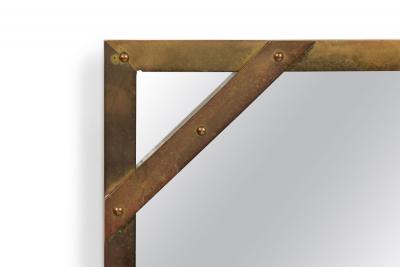  Sarreid Ltd Sarreid Ltd Mid Century American Studded Square Brass Frame Mirror