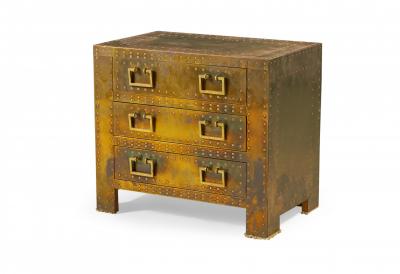  Sarreid Ltd Sarreid Ltd Spanish High Style Brass Clad Strongbox Commode Bedside Table 1
